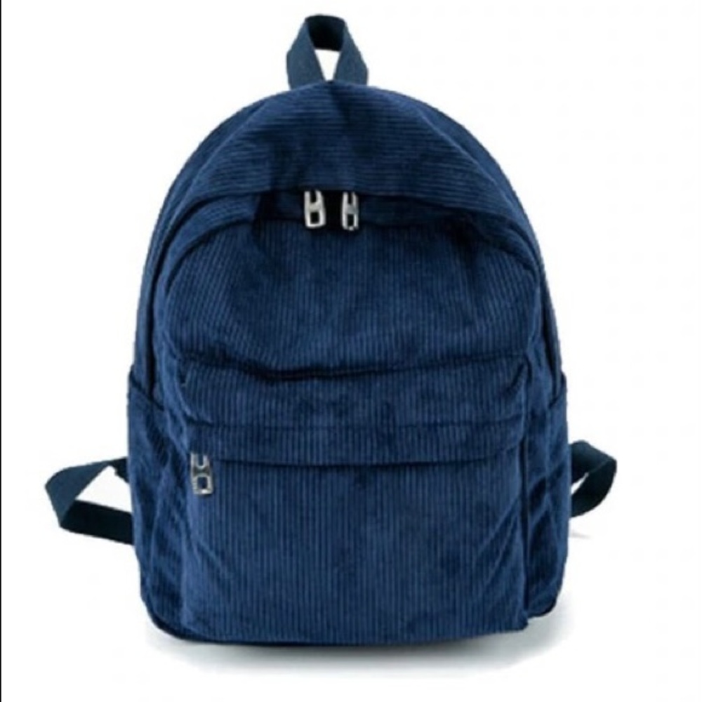 Corduroy Backpack School Bag Navy Royal Blue NEW Travel Purse 2 Pockets